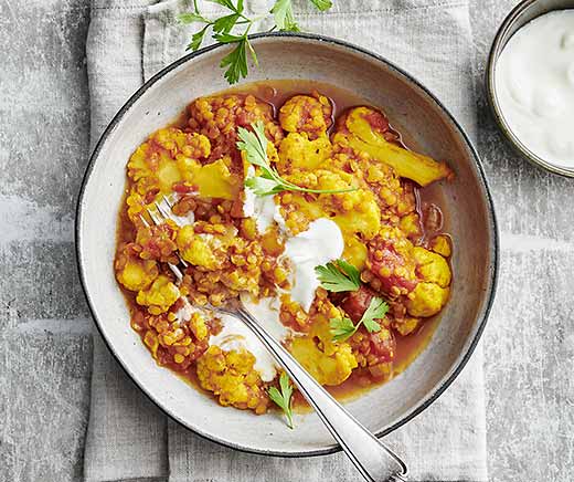 Linsencurry mit Blumenkohl